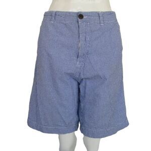 ISLANDIA Shorts, 36, Bermuda/Walking, Blue Gingham, Pockets